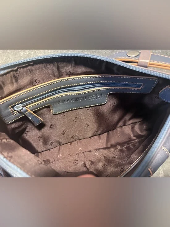 Kenneth Cole Two Tone Leather Buckle Bag w/ Silver Hardware - Picture 8 of 8